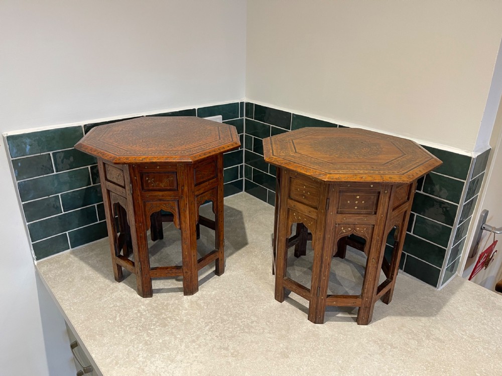Matched Pair of brass inlaid Hoshiarpur tables 