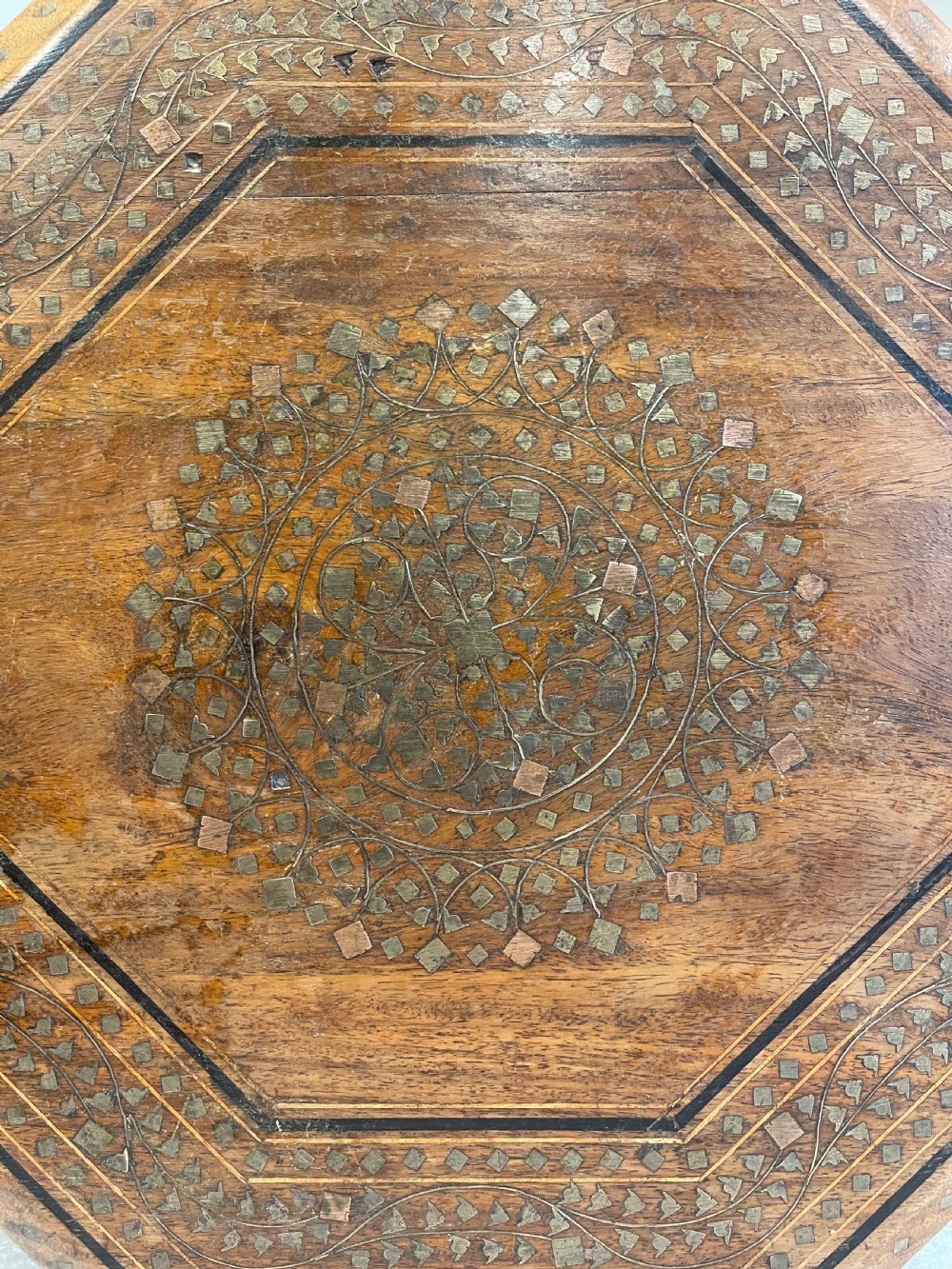 Matched Pair of brass inlaid Hoshiarpur tables  View V