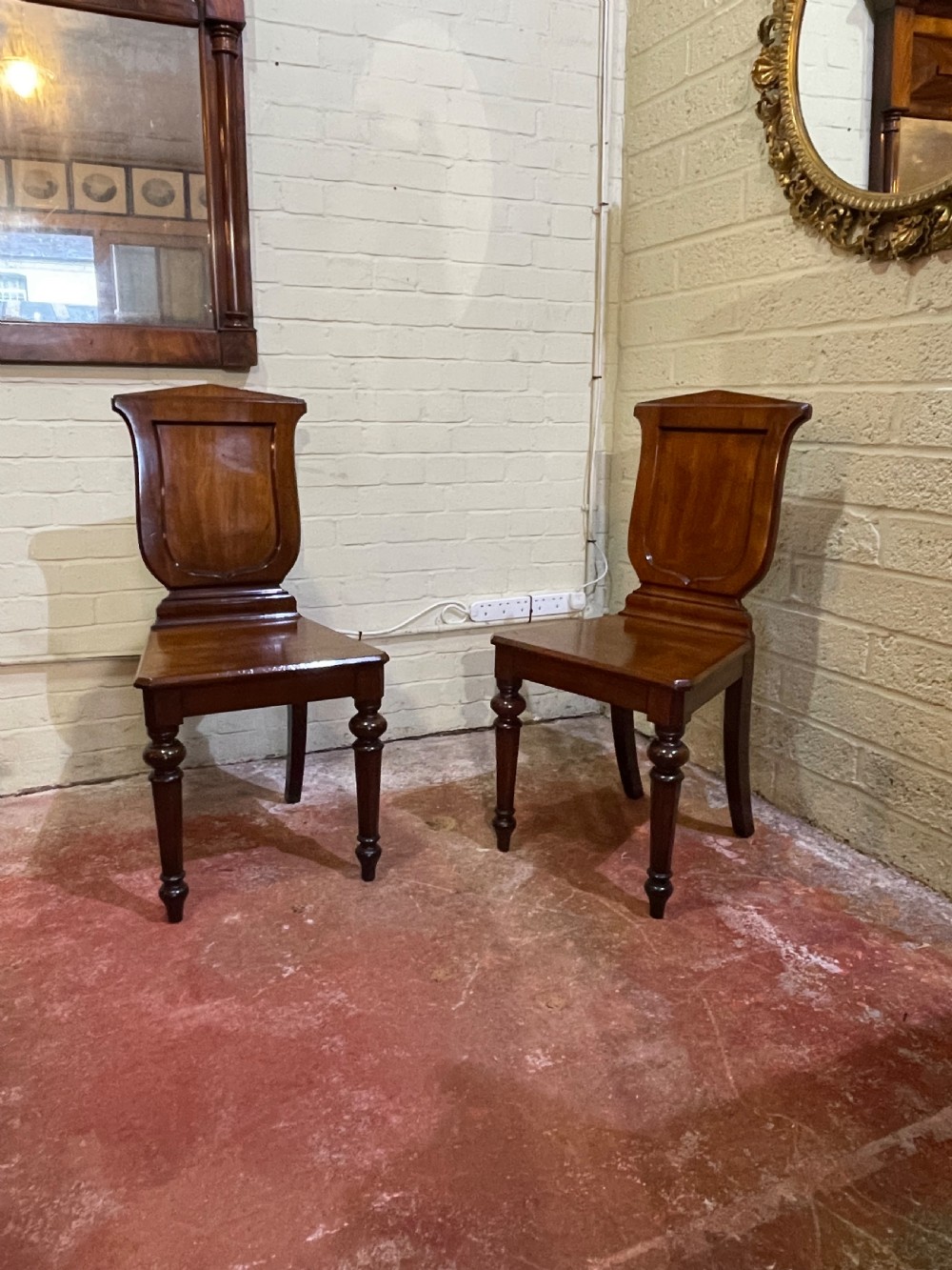 Pair of Nineteenth Century hall chairs. 