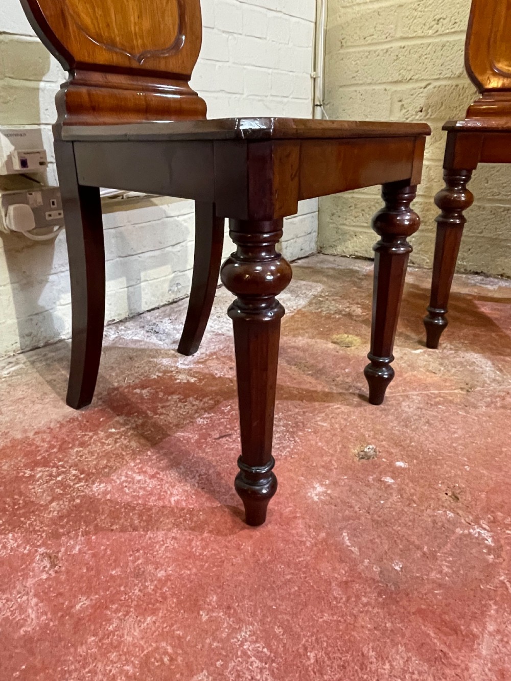 Pair of Nineteenth Century hall chairs.  View III