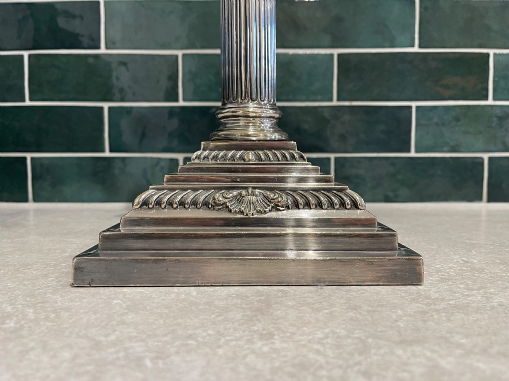 Silver plated Corinthian column lamp.  View II