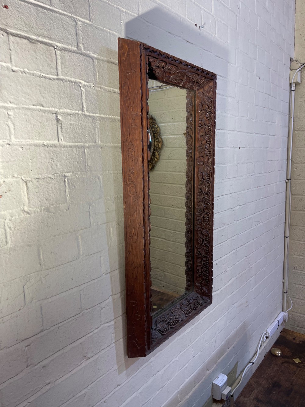 Arts and crafts oak mirror  View II