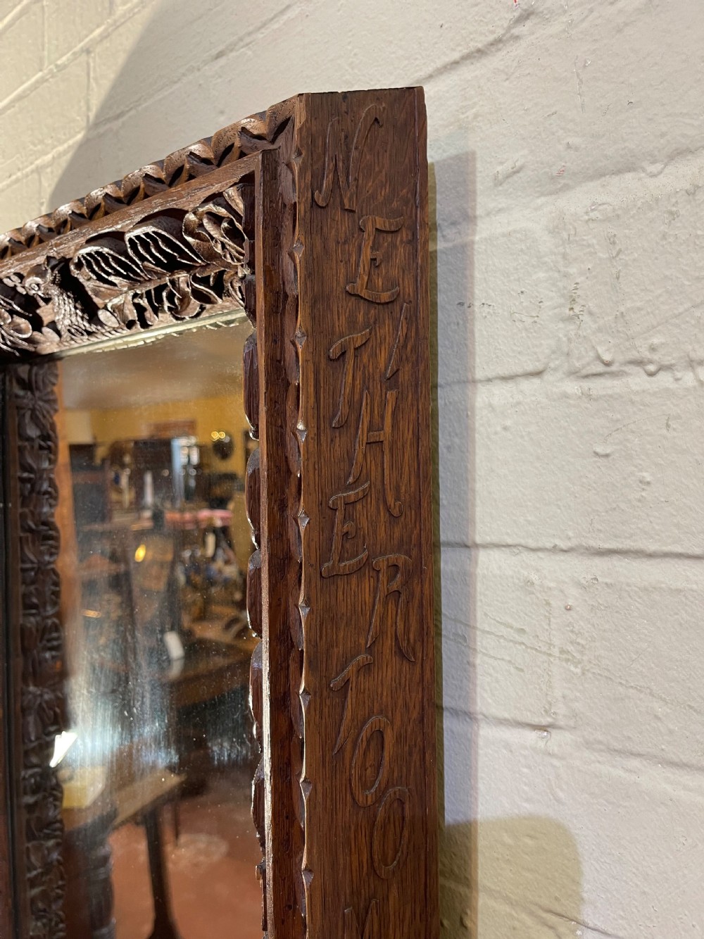 Arts and crafts oak mirror  View V