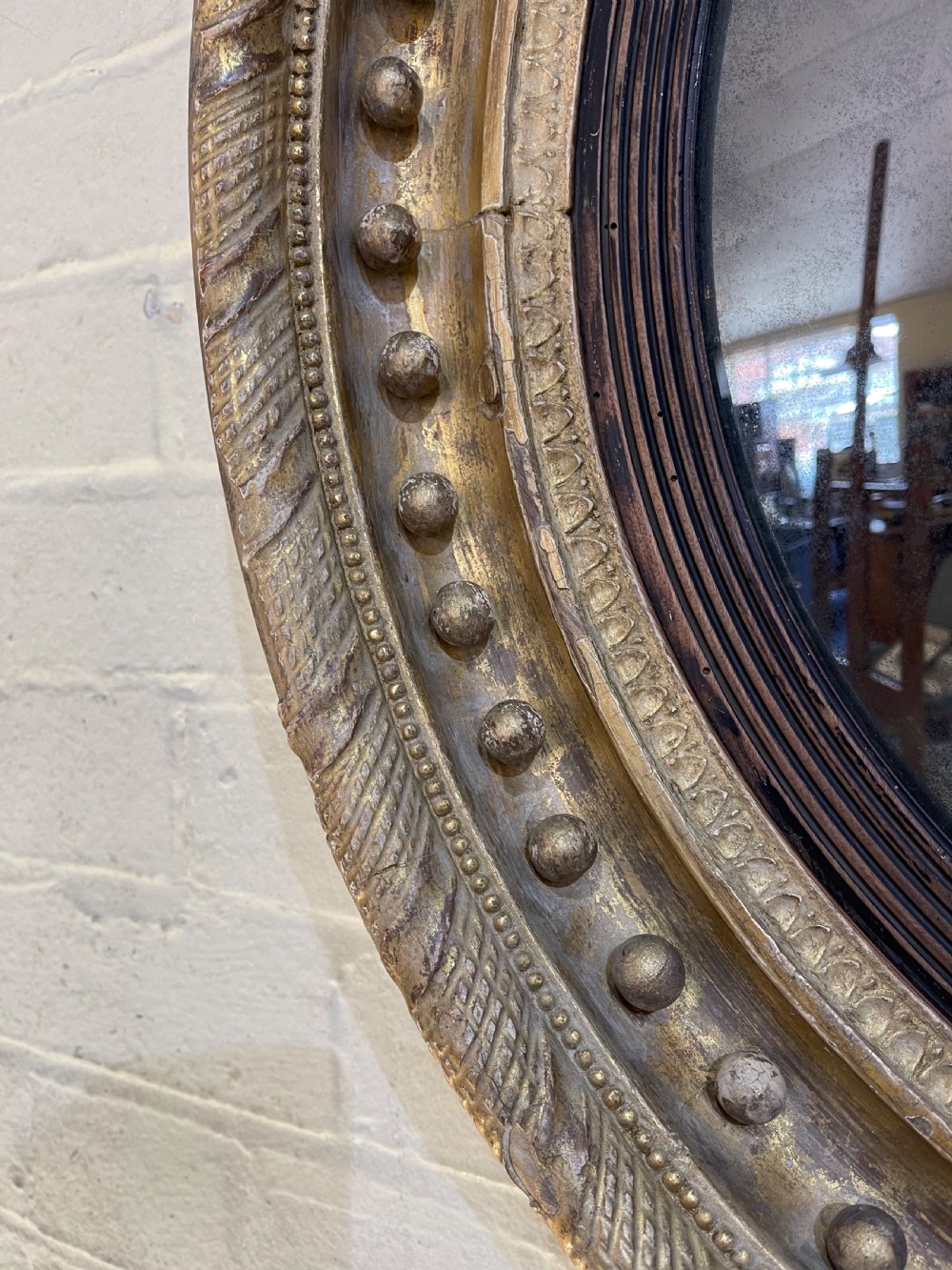 Early Nineteenth Century giltwood convex mirror  View IV