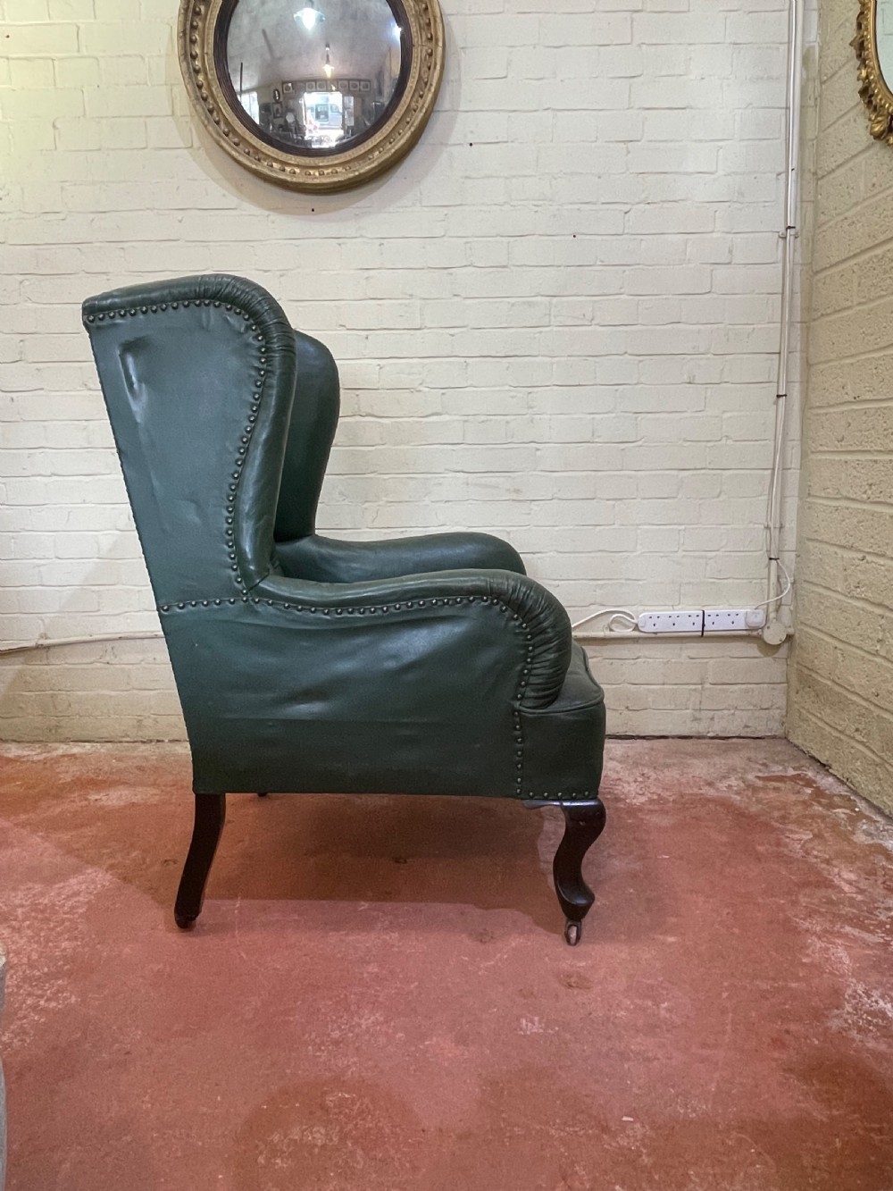 Late Nineteenth Century leather winged back armchair  View II