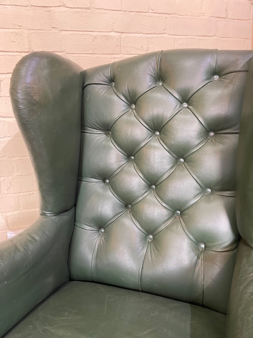 Late Nineteenth Century leather winged back armchair  View IV
