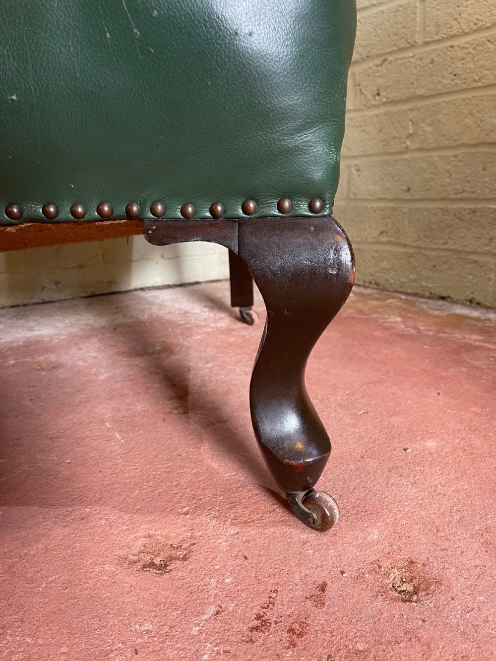 Late Nineteenth Century leather winged back armchair  View V
