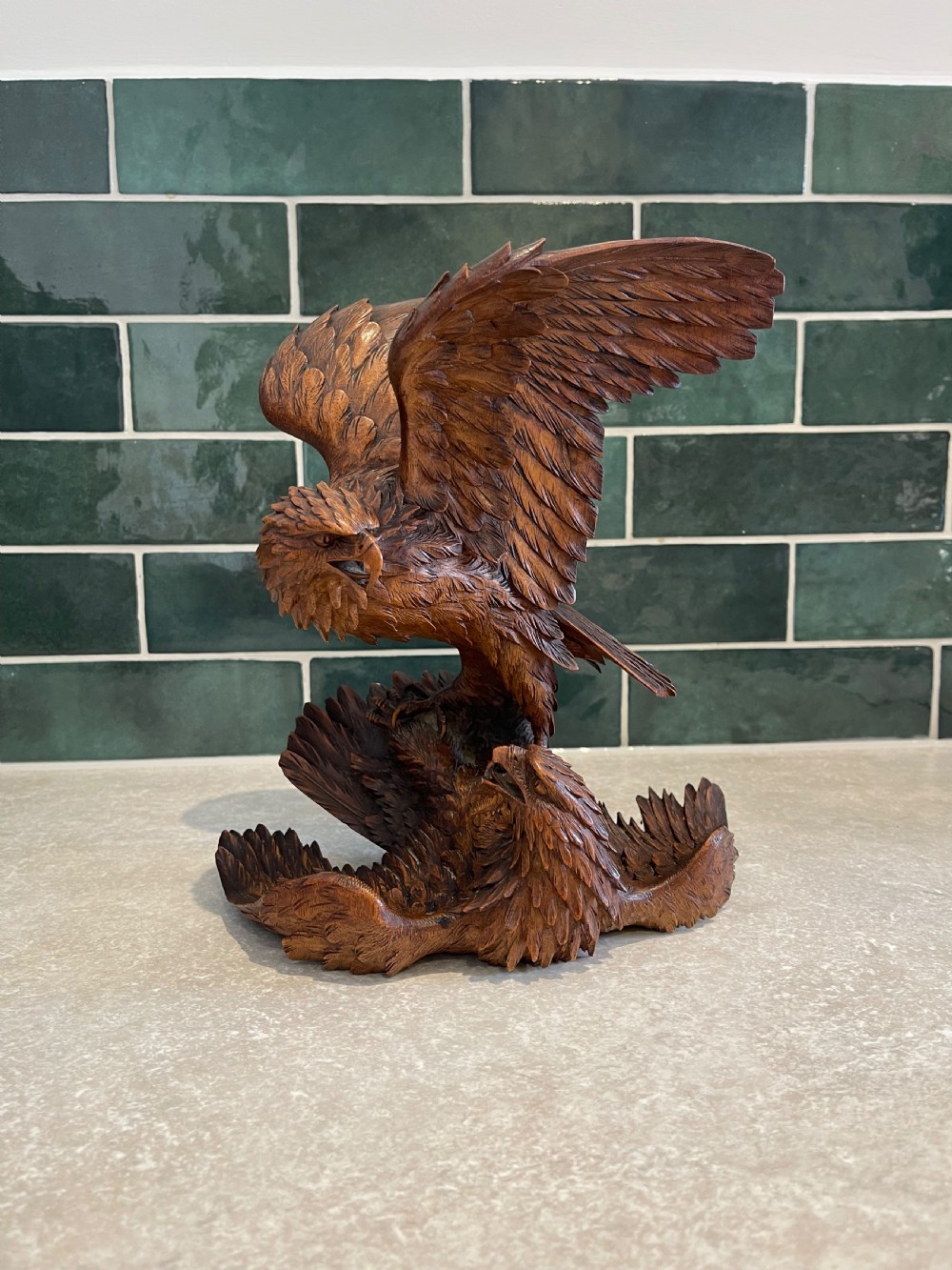 Black Forest eagle carving 