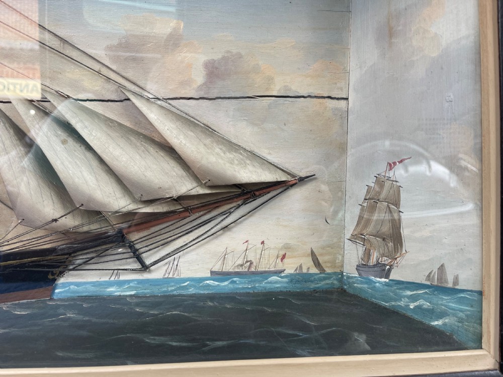 Very large nineteenth century ship diorama  View II