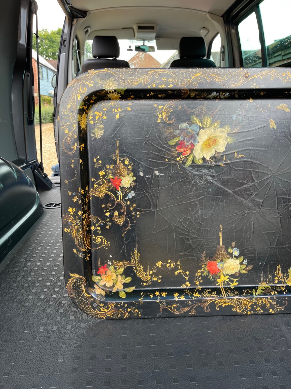 Papier-mache tray on stand  View V