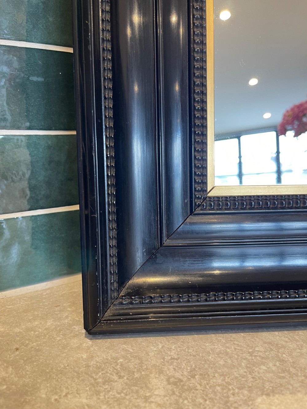 Ebonised ripple frame mirror  View II