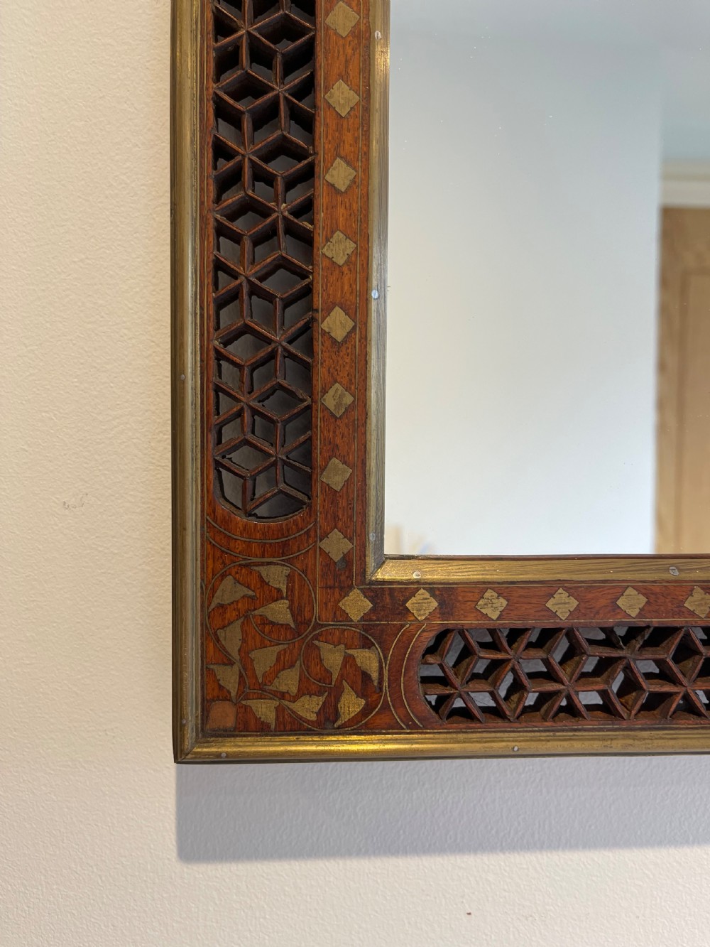 Small brass inlaid Hoshiarpur mirror  View II