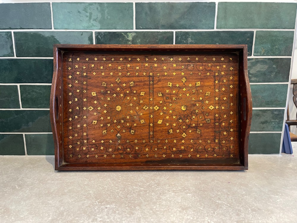 Brass inlaid Hoshiarpur tray 
