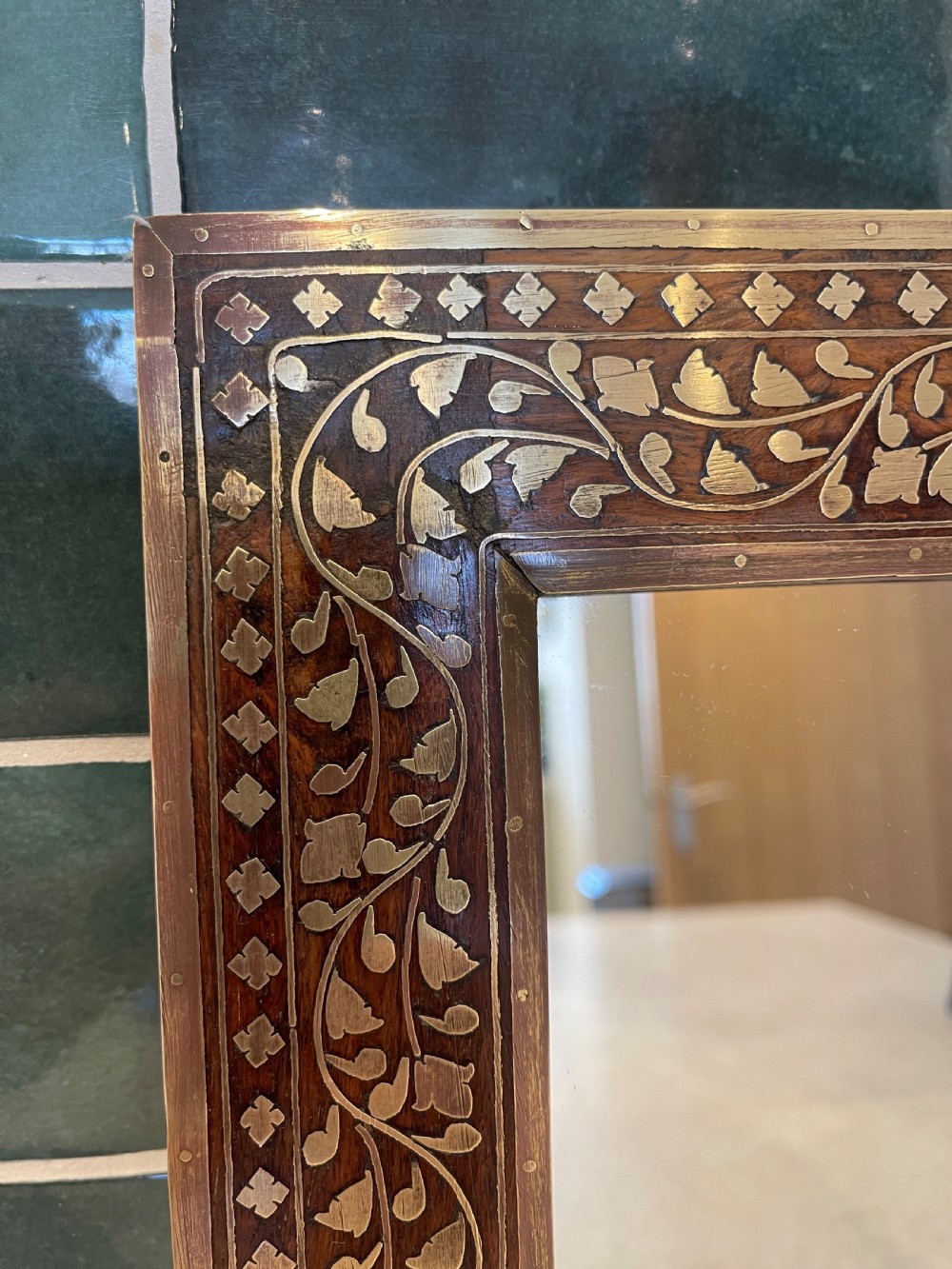Pair of brass inlaid Hoshiarpur mirrors  View III