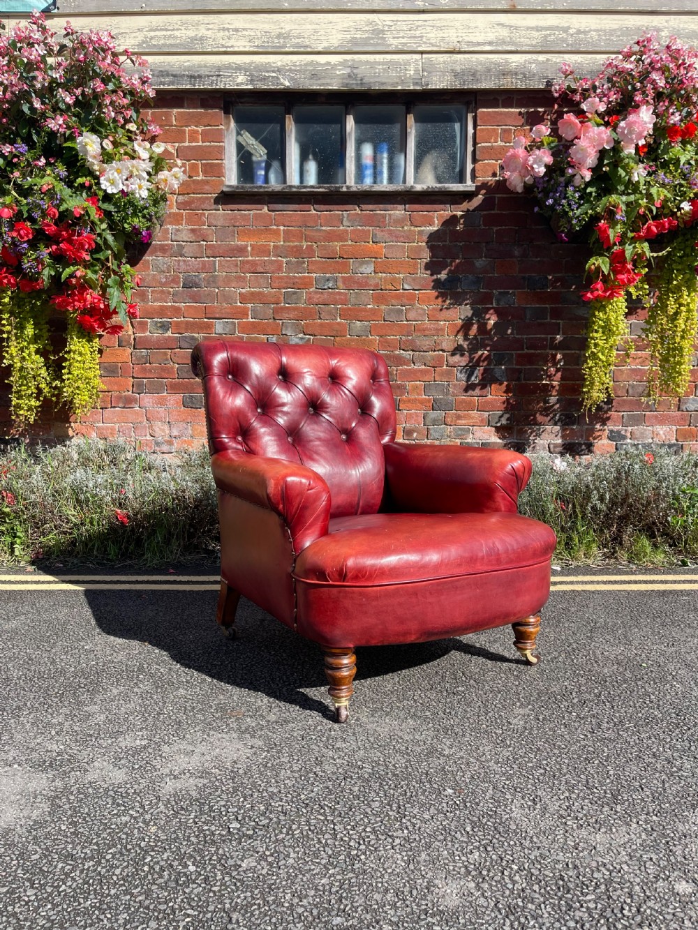 Antique leather armchair  View V