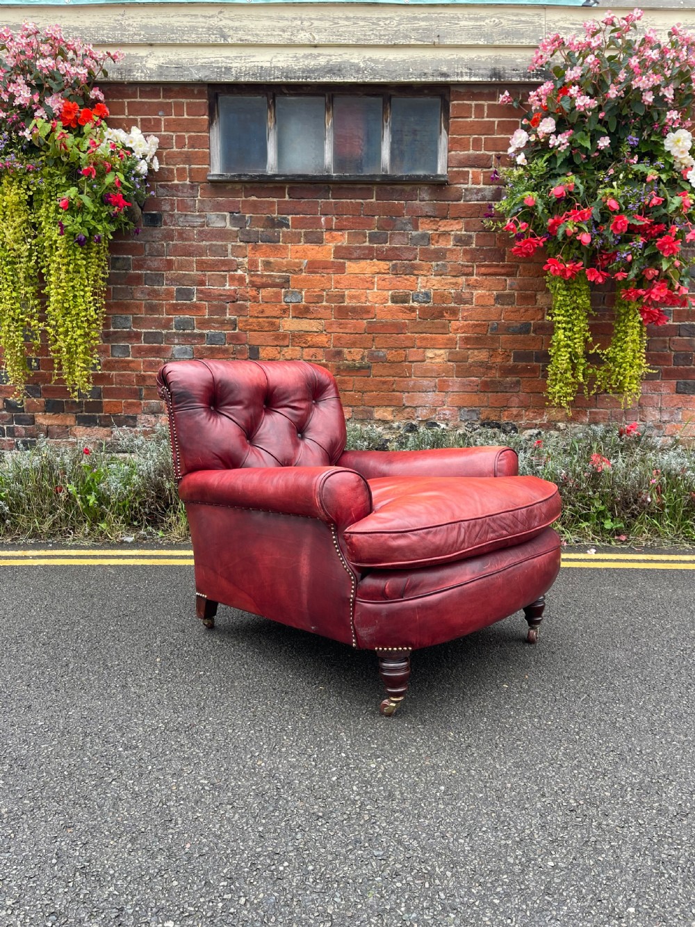 Deep seated leather armchair 