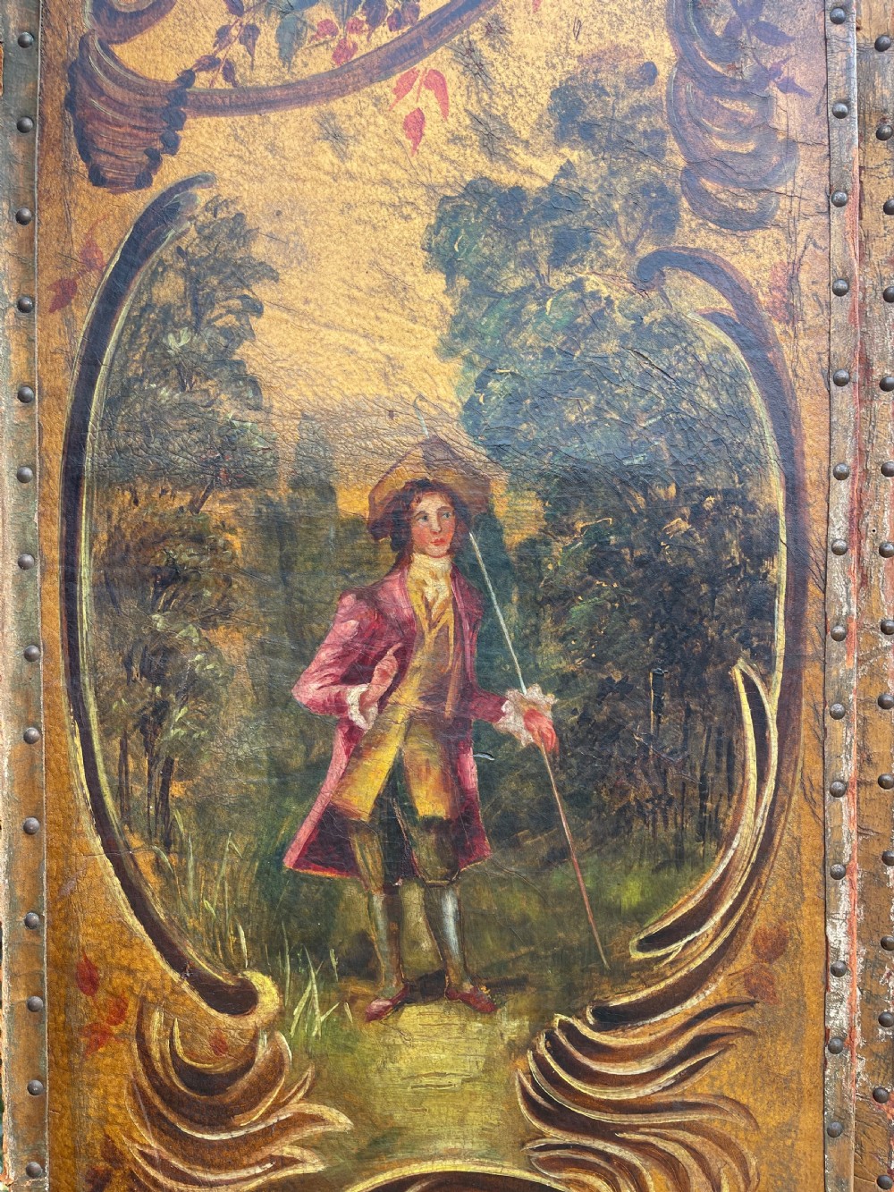 Painted leather screen View III