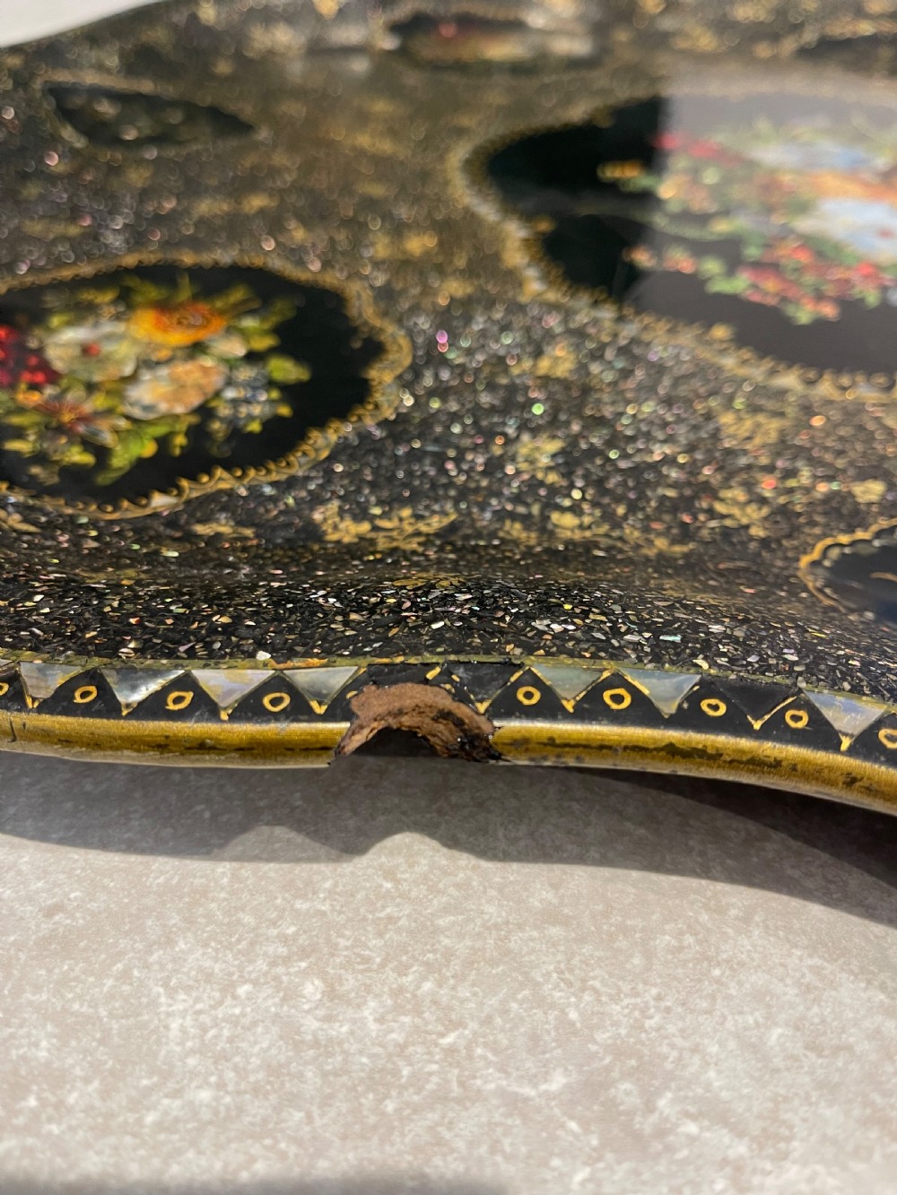 Set of three papier mache trays View II