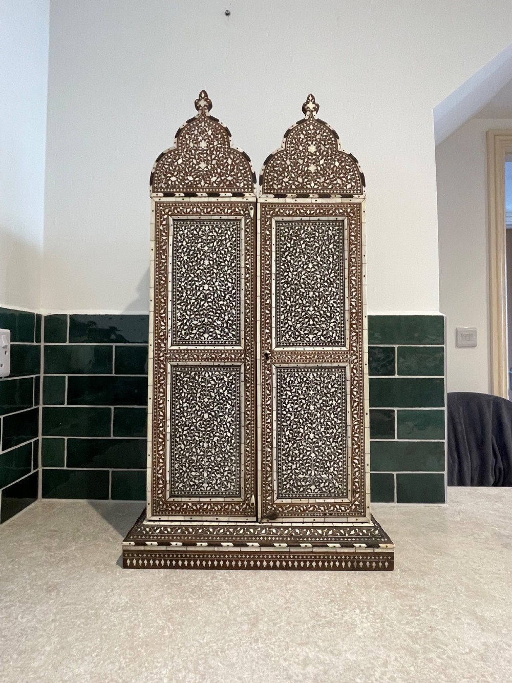 Fine North Indian inlaid tabletop cabinet 