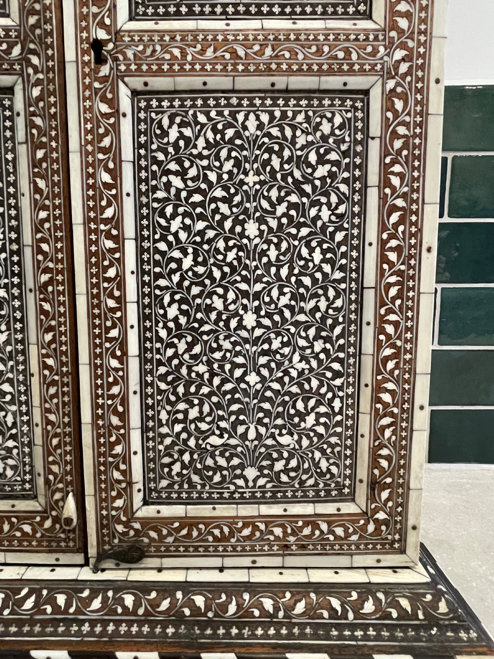 Fine North Indian inlaid tabletop cabinet  View II