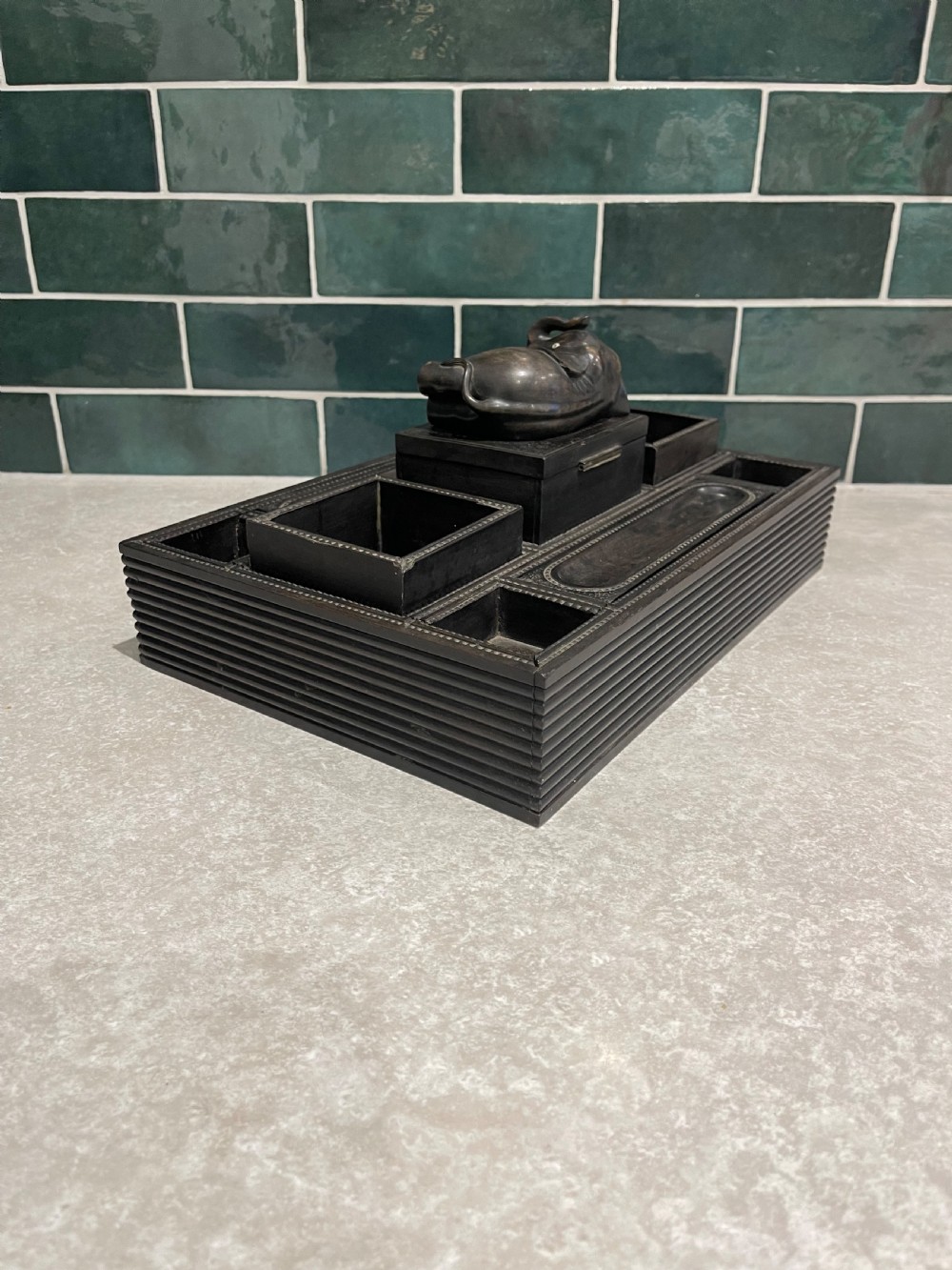 Ceylonese ebony elephant desk tidy  View IV