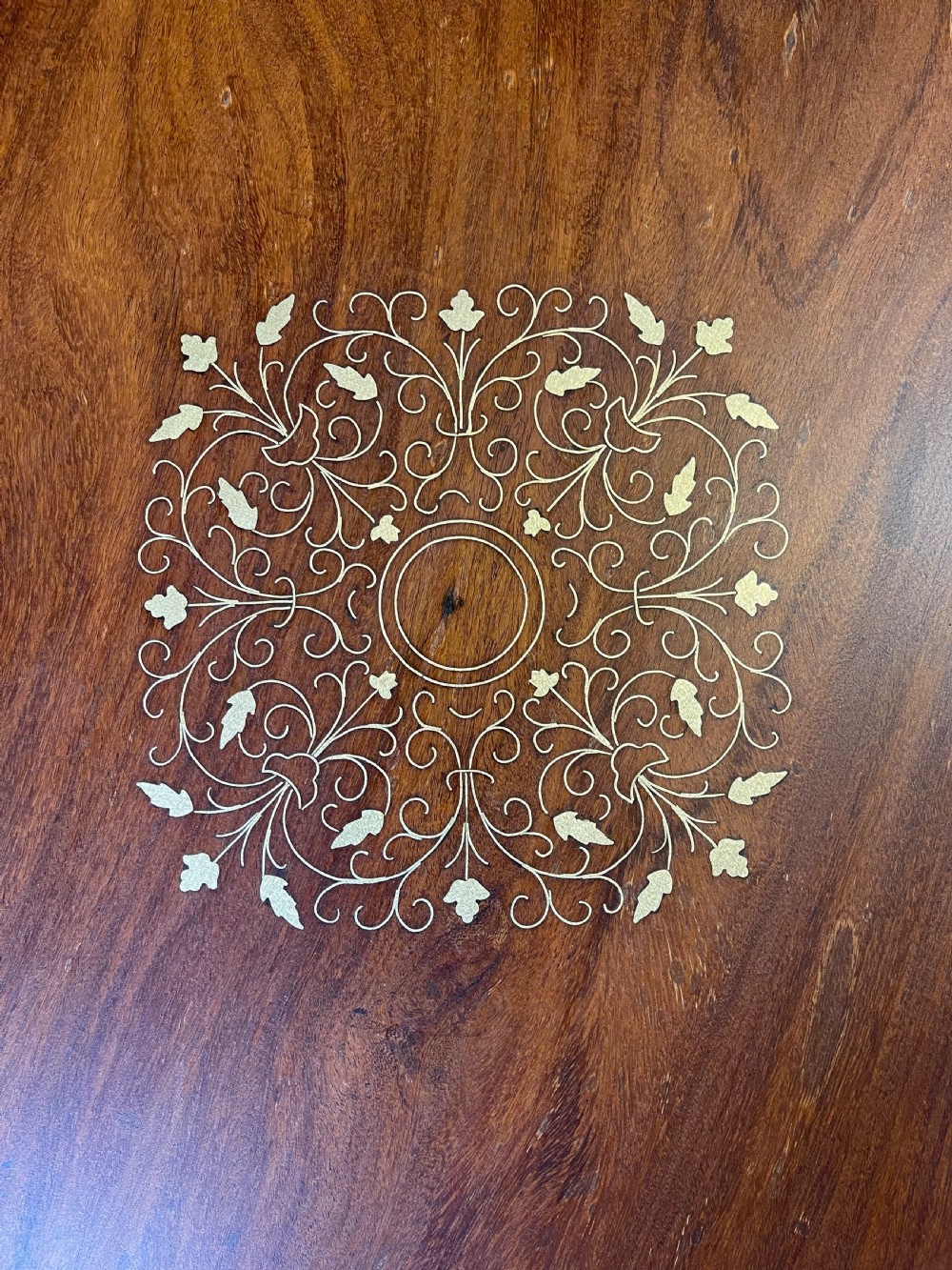 Pair of brass inlaid Indian tables  View II