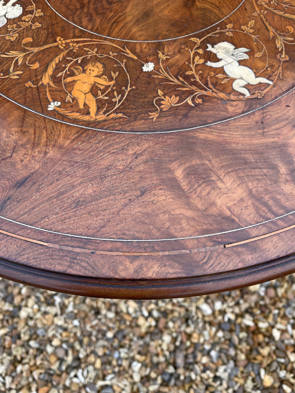Late Victorian bone inlaid rosewood table  View II
