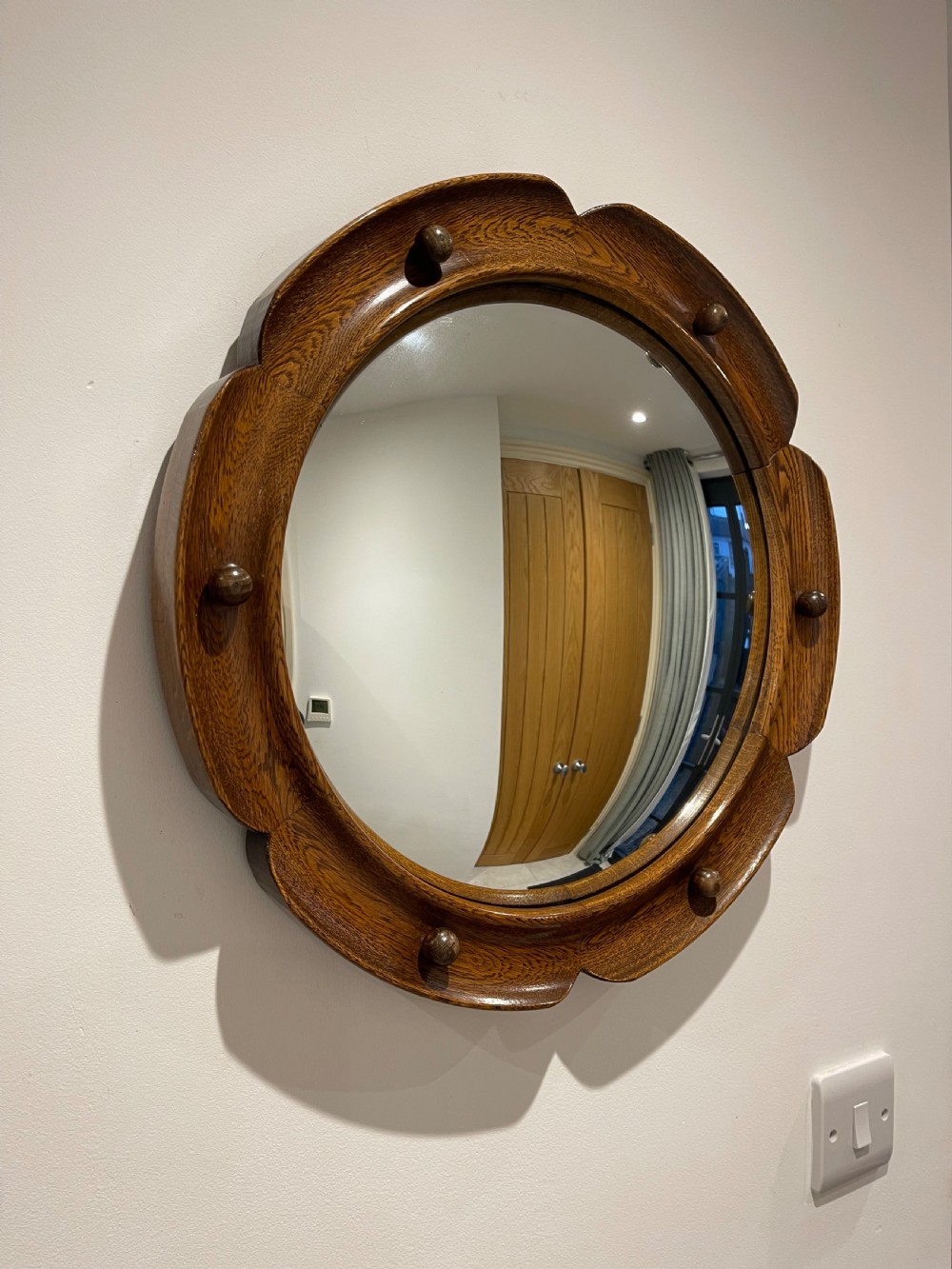 Heals type oak convex mirror 