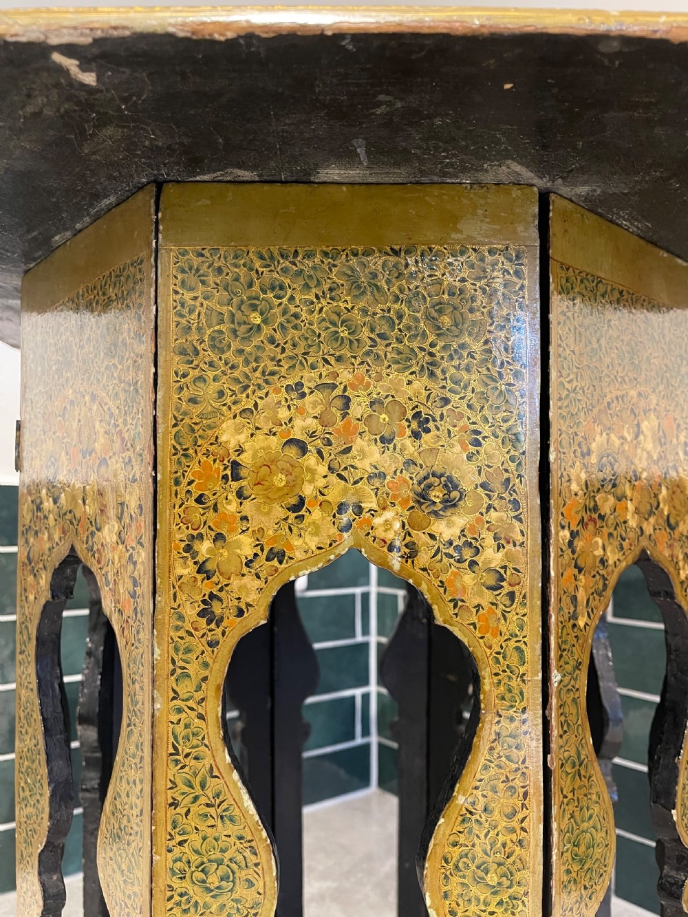 Kashmiri polychrome decorated table View IV