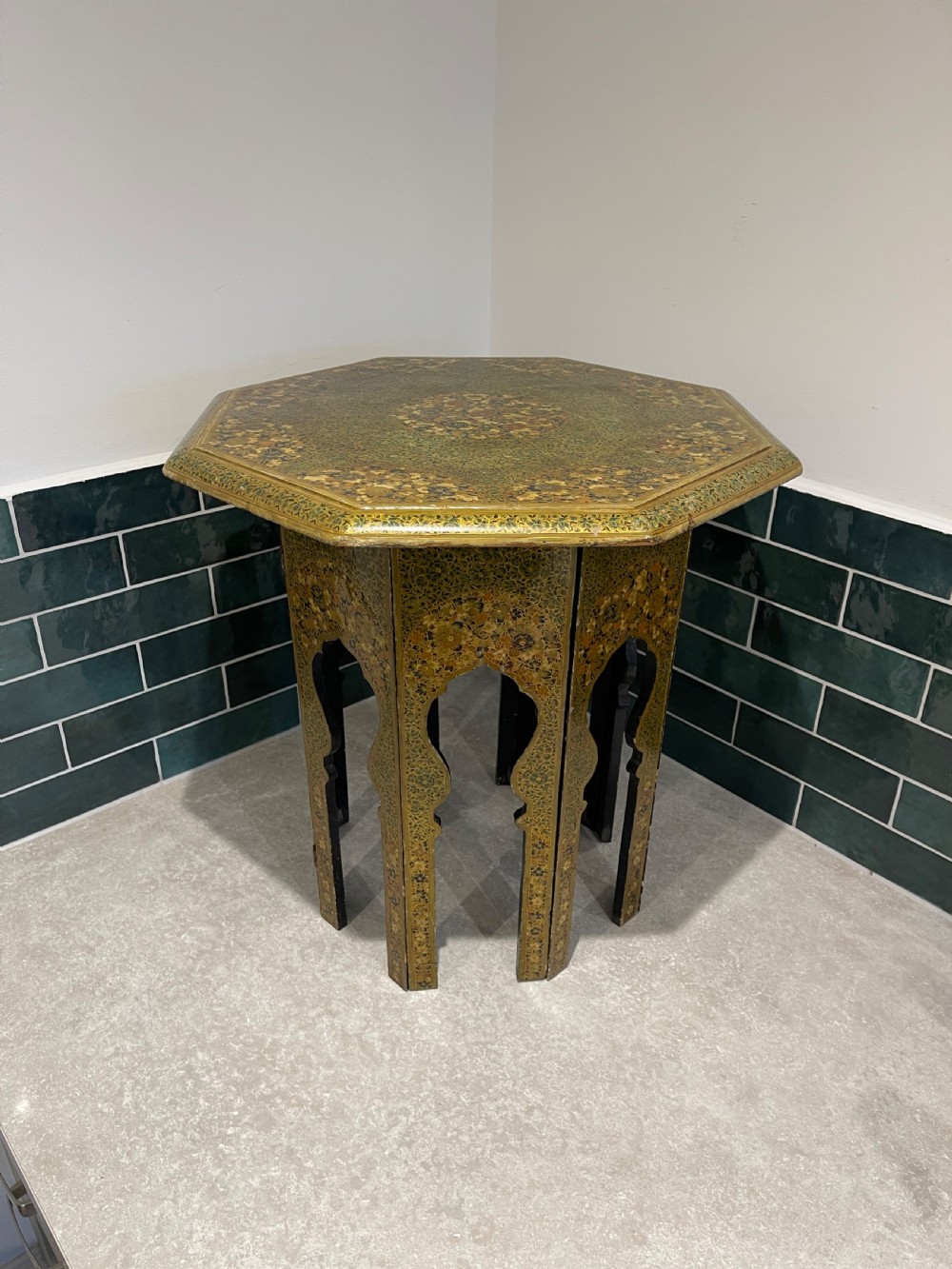 Kashmiri polychrome decorated table View VI