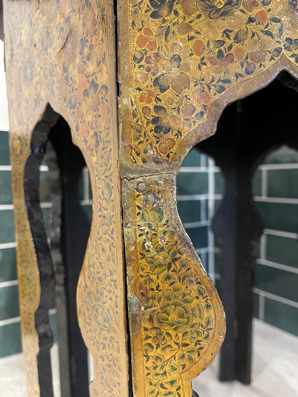 Kashmiri polychrome decorated table View VII