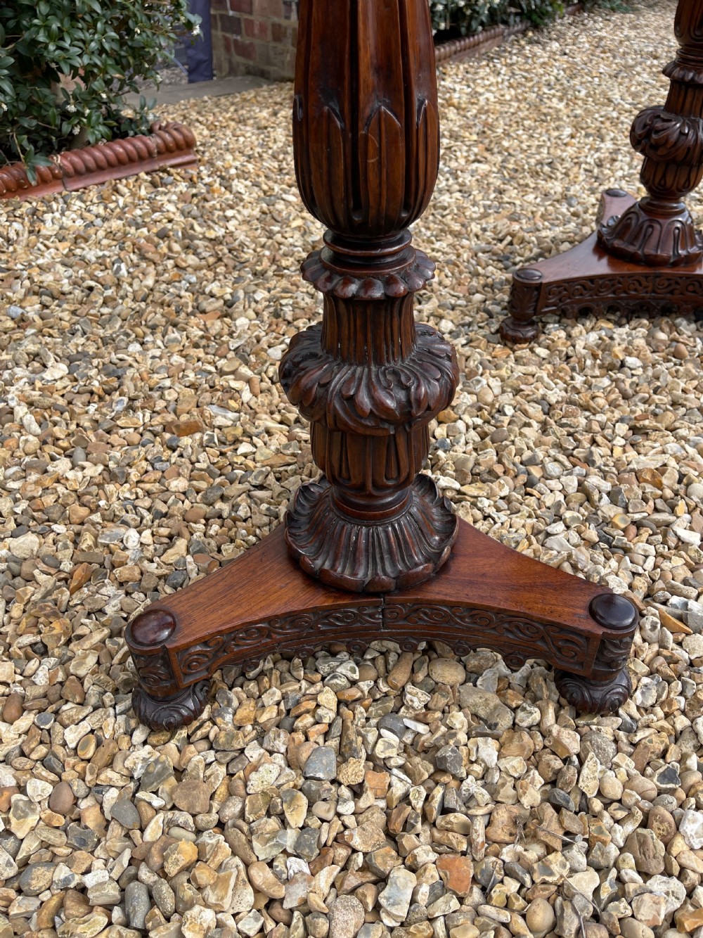 Matched pair of Anglo Indian Padauk tables  View II