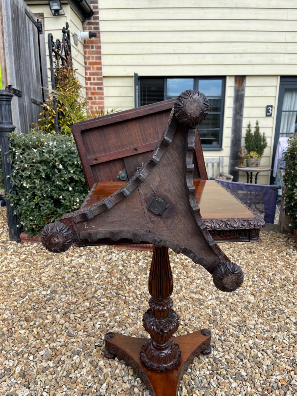 Matched pair of Anglo Indian Padauk tables  View III