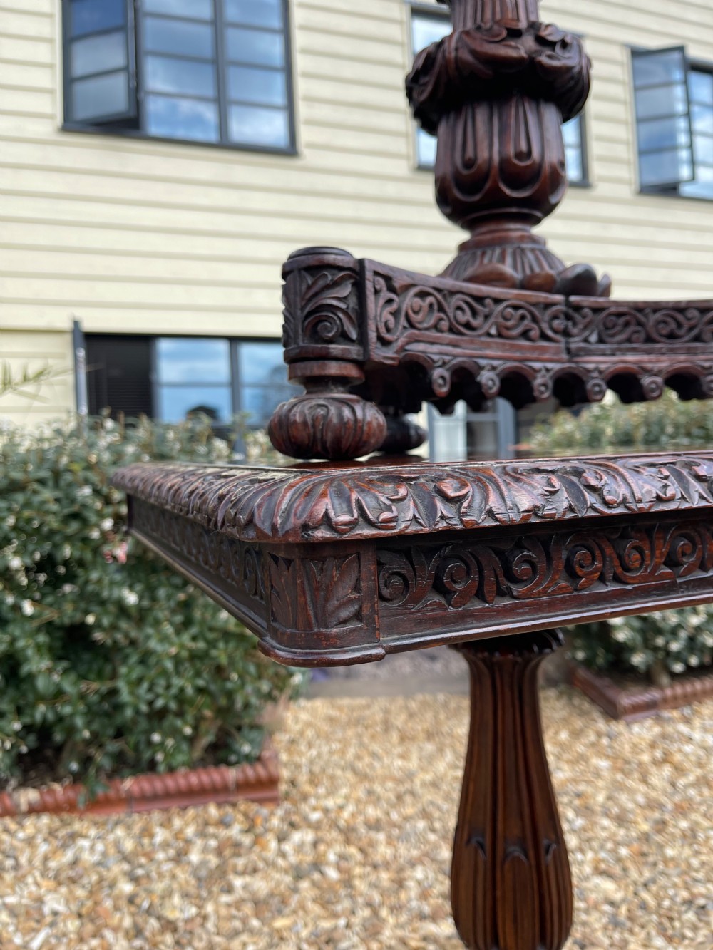 Matched pair of Anglo Indian Padauk tables  View IV