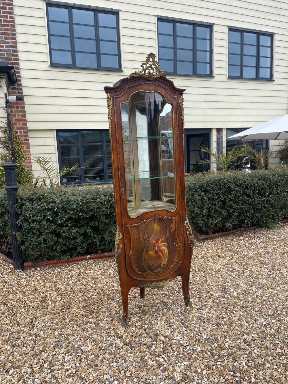 French Vernis Martin corner vitrine cabinet 