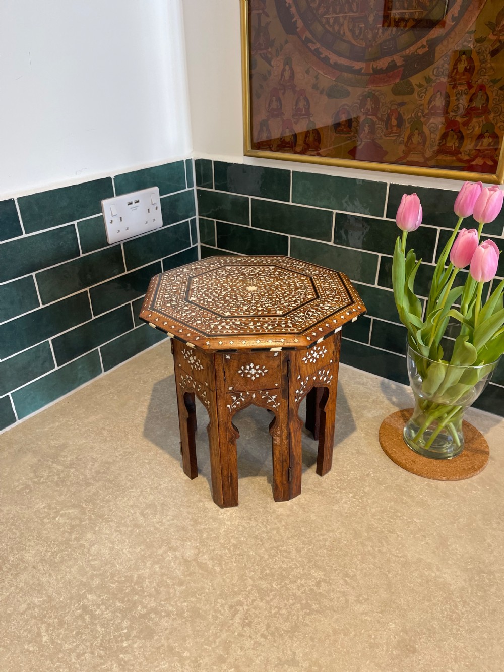 Diminutive bone inlaid Hoshiarpur table