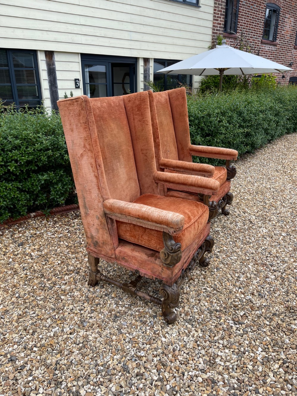 Pair of large walnut armchairs  View III