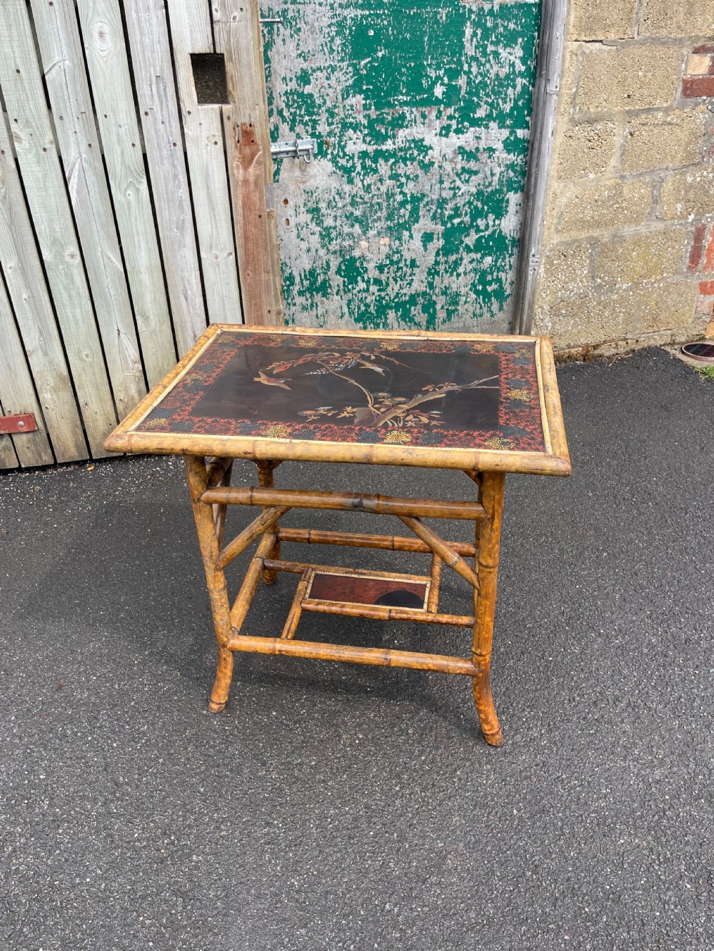 Victorian lacquered bamboo table 