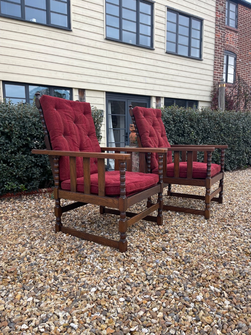 Pair of oak reclining armchairs  View IV