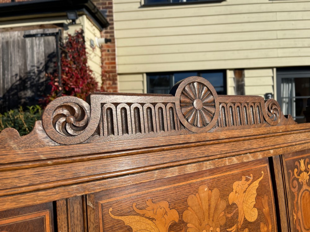 Shapland and Petter inlaid oak hall bench View IV