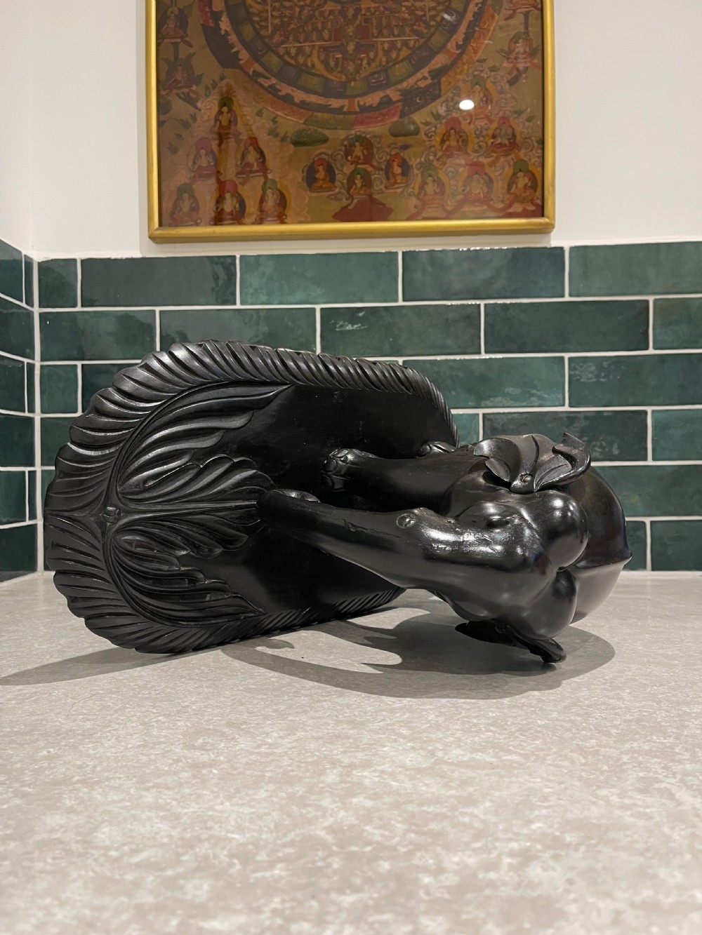 Nineteenth Century ebony elephant sculpture on base View II
