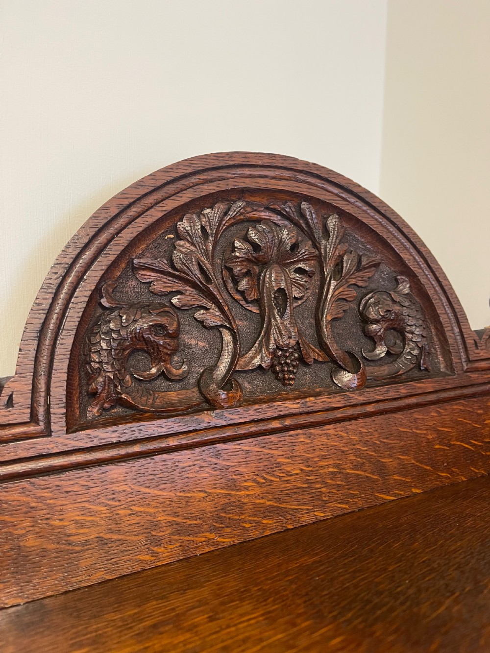 Carved oak wall cupboard  View III