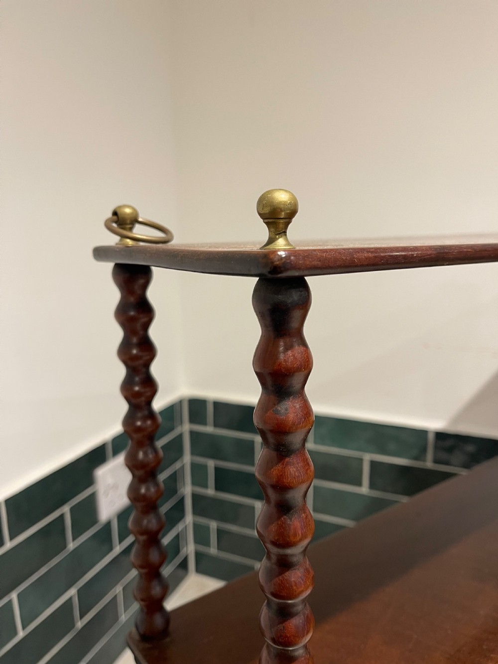 Nineteenth century bobbin hanging shelves  View III