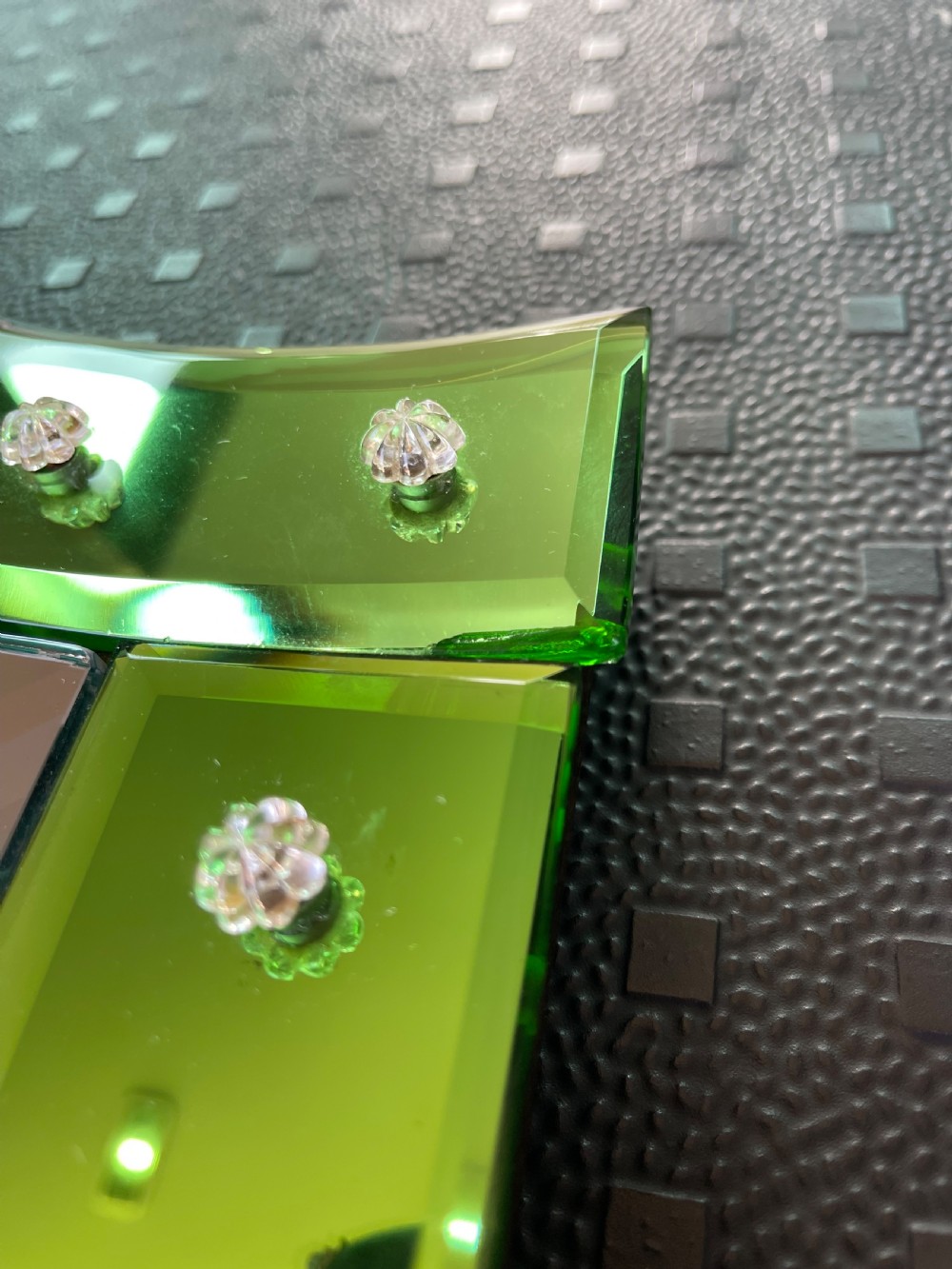 Art deco green bordered mirror  View IV