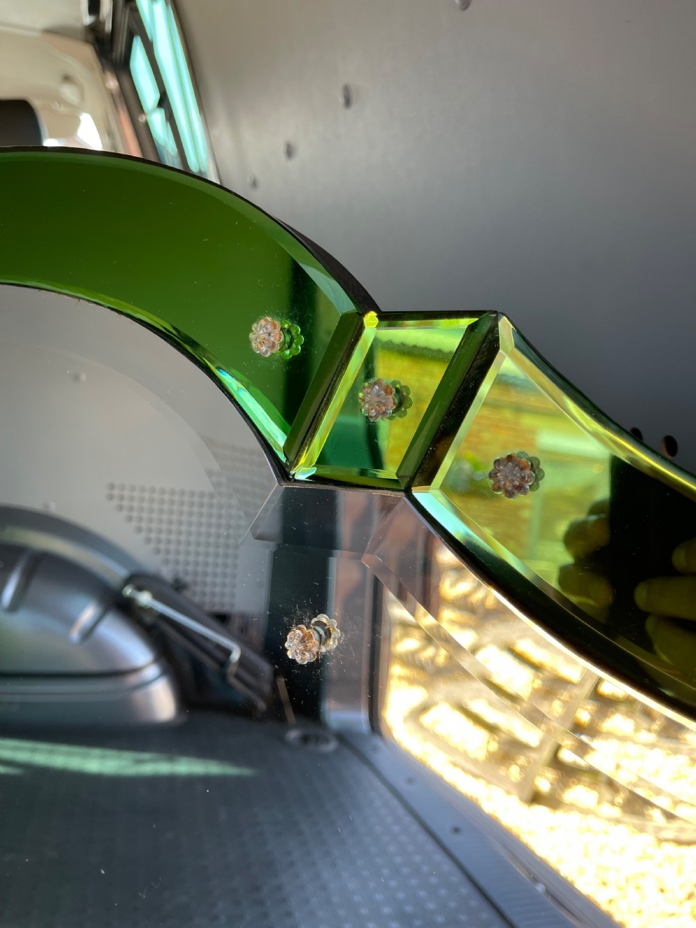 Art deco green bordered mirror  View V