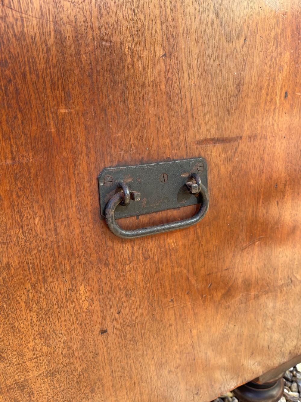 Neat sized mahogany campaign chest  View II