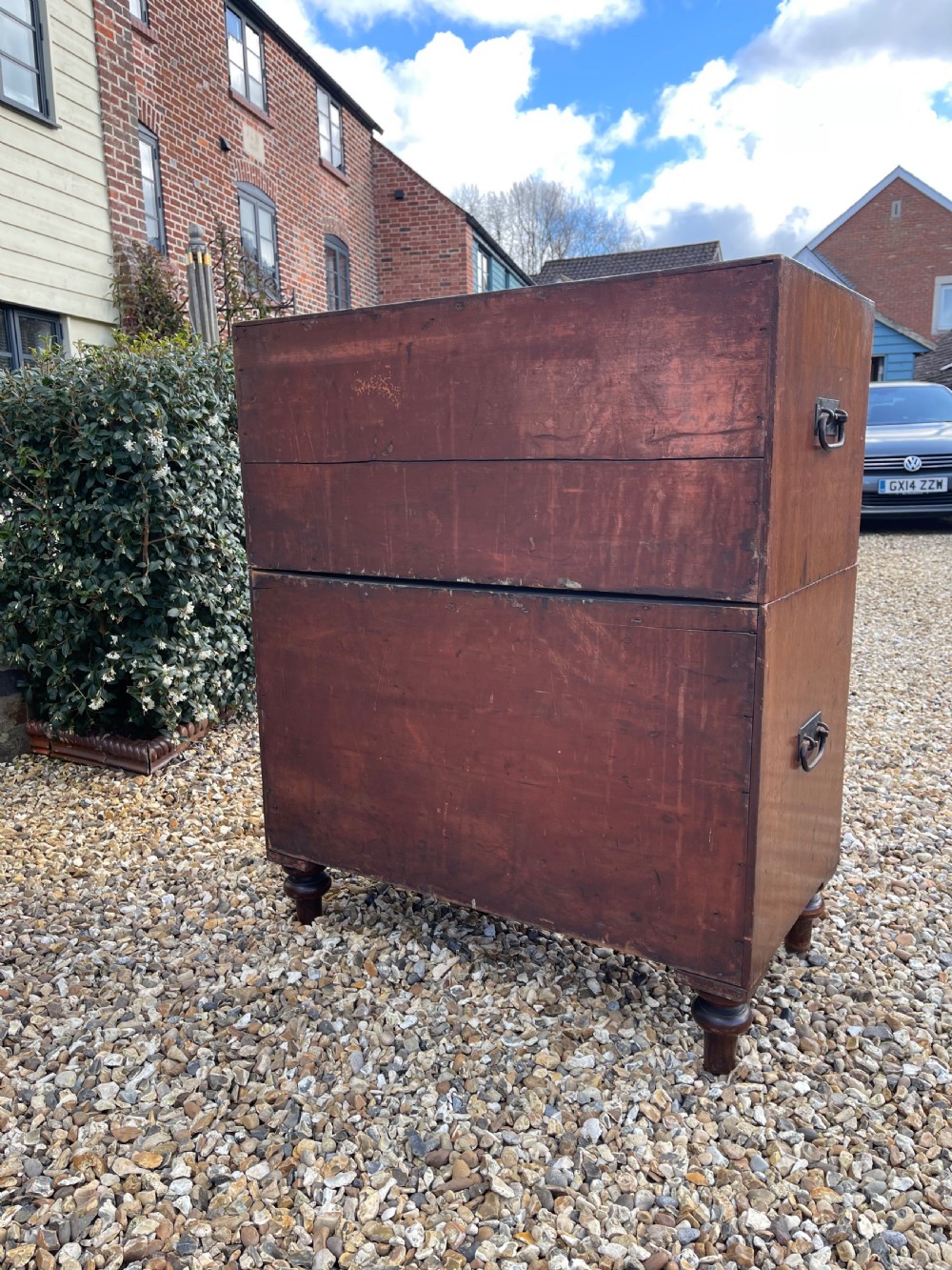 Neat sized mahogany campaign chest  View IV