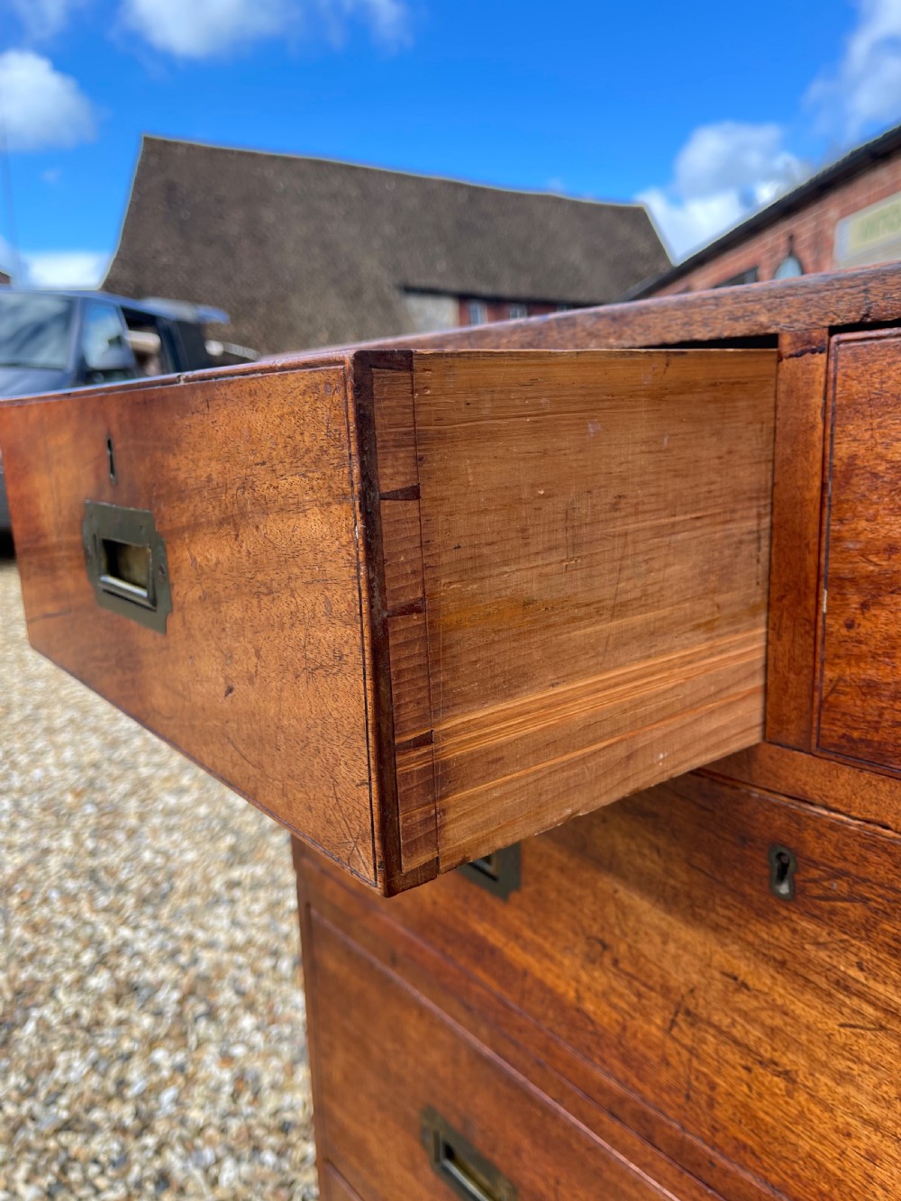 Neat sized mahogany campaign chest  View VII