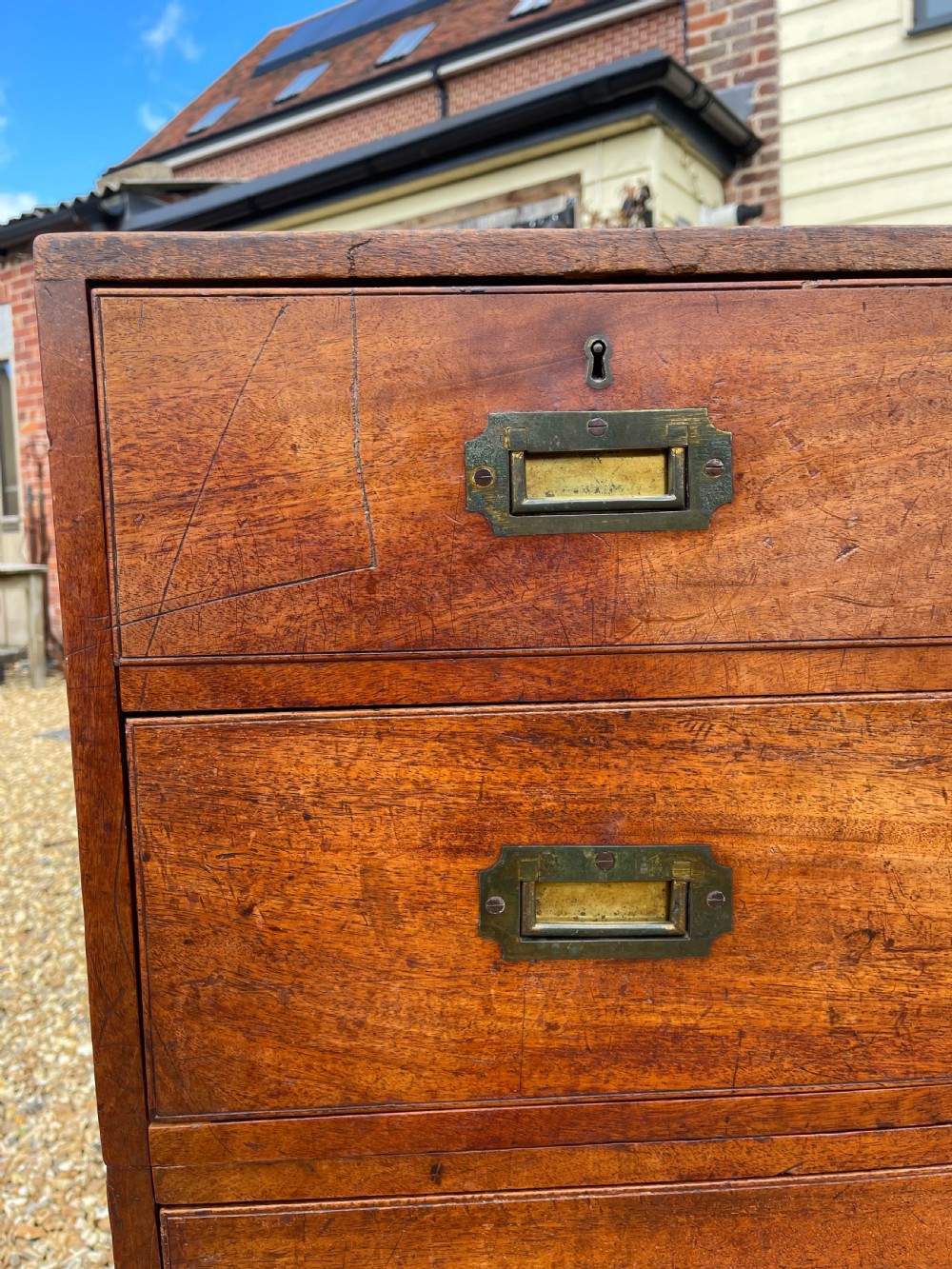 Neat sized mahogany campaign chest  View IX