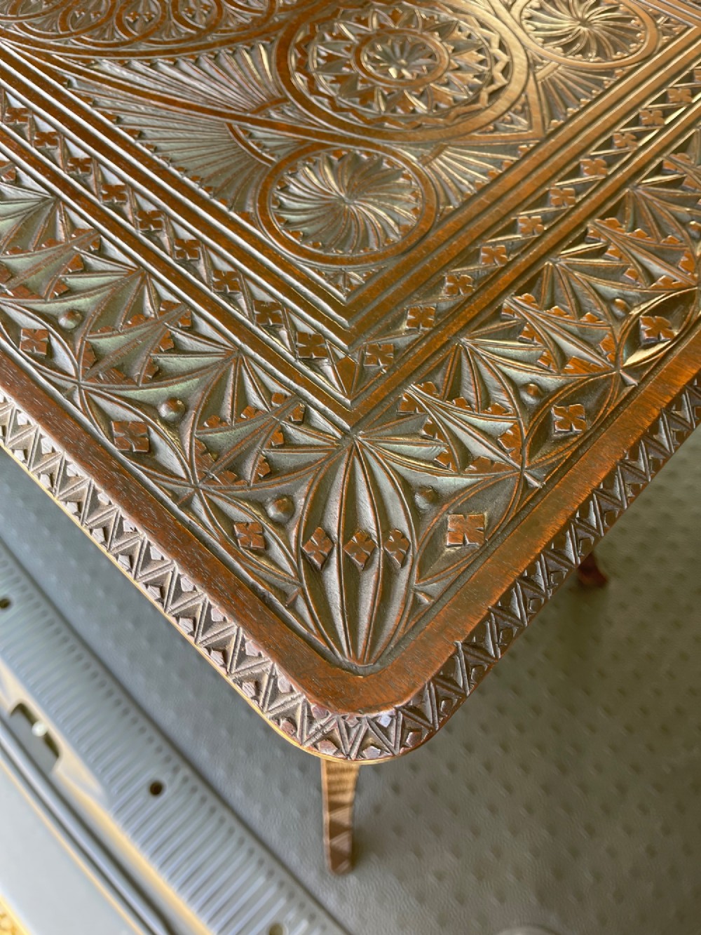Scottish chip carved table View IV